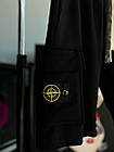 Чоловічий літній костюм Футболка + Шорти Stone Island чорно-білий з патчем Стон Айленд, фото 8