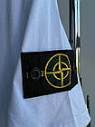 Чоловічий літній костюм Футболка + Шорти Stone Island чорно-білий з патчем Стон Айленд, фото 9