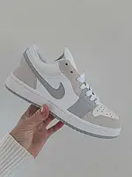 Женские кроссовки Nike Air Jordan Retro 1 Low Beige Grey White 36