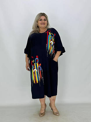 Вільна сукня "Ріджина" з якісної тканини Розмір Oversize 66-74, фото 4