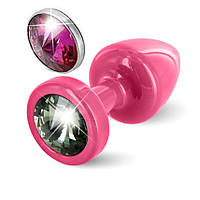 Анальна пробка з камінням SWAROVSKI - Anni Magnet Pink Black / Fushia T2  sonia.com.ua