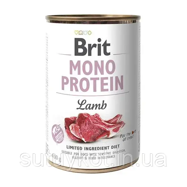 Brit Care Mono Protein Lamb (Бріт кеа моно протеїн) консервований корм для собак з ягням, паштет, 400 гр, фото 1