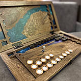 Нарди ручної роботи з натурального дерева та епоксидної смоли, фото 4