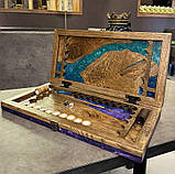 Нарди ручної роботи з натурального дерева та епоксидної смоли, фото 9