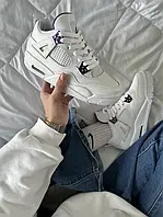 Кроссовки женские Nike Air Jordan 4 Retro White/Violet 36