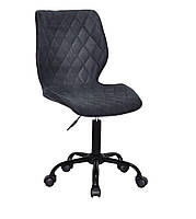 Стілець Toni BK-Office 530 шеніл темно-сірий SH-2, на чорній хрестовині Ø 530 мм із пластиковими коліщатками, фото 5