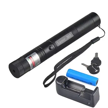 Лазерна указка зелена Laser pointer YL-303 з ключем, акумуляторний лазер зелений, фото 1