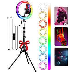 Кільцева лампа RGB MJ300 Soft Ring Light 30 см + Подарунок Штатив для лампи 0,66-2 м