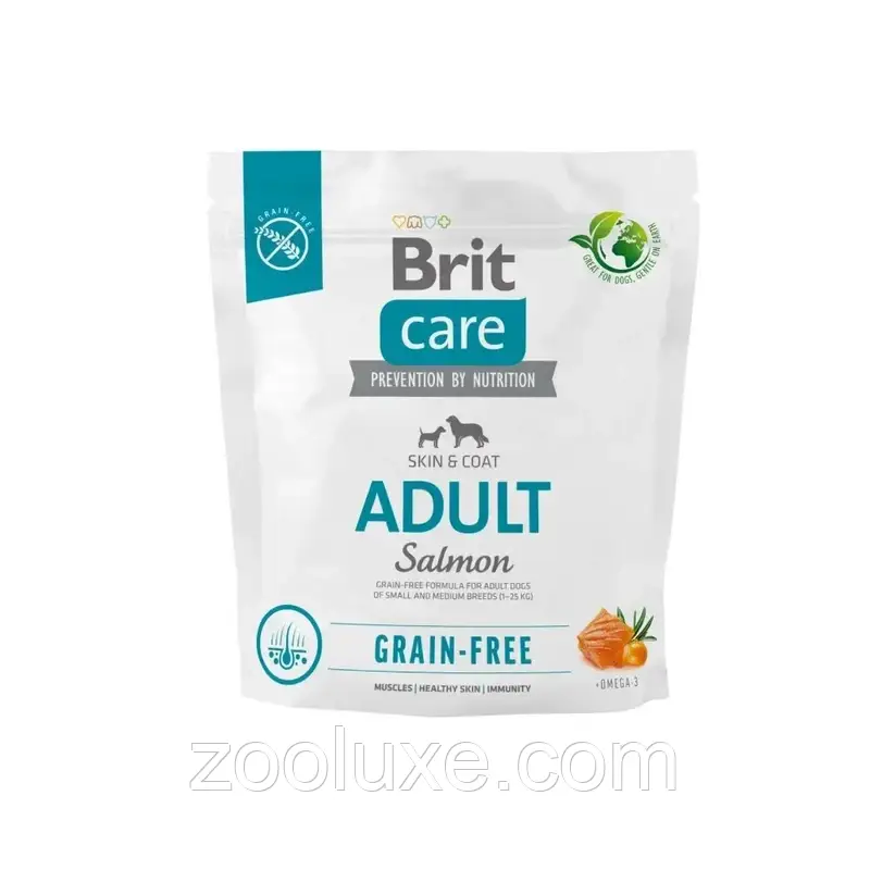 Сухий корм для собак Brit Care Grain-Free Adult Salmon 1 кг беззерновий корм для дорослих собак Брит Кеа