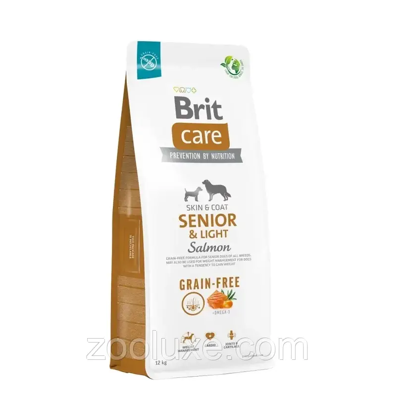 Brit Care Grain-Free Senior & Light Salmon 12 кг корм для собак Бріт Каре Грейн Фрі Сеньйор Лайт Лосось