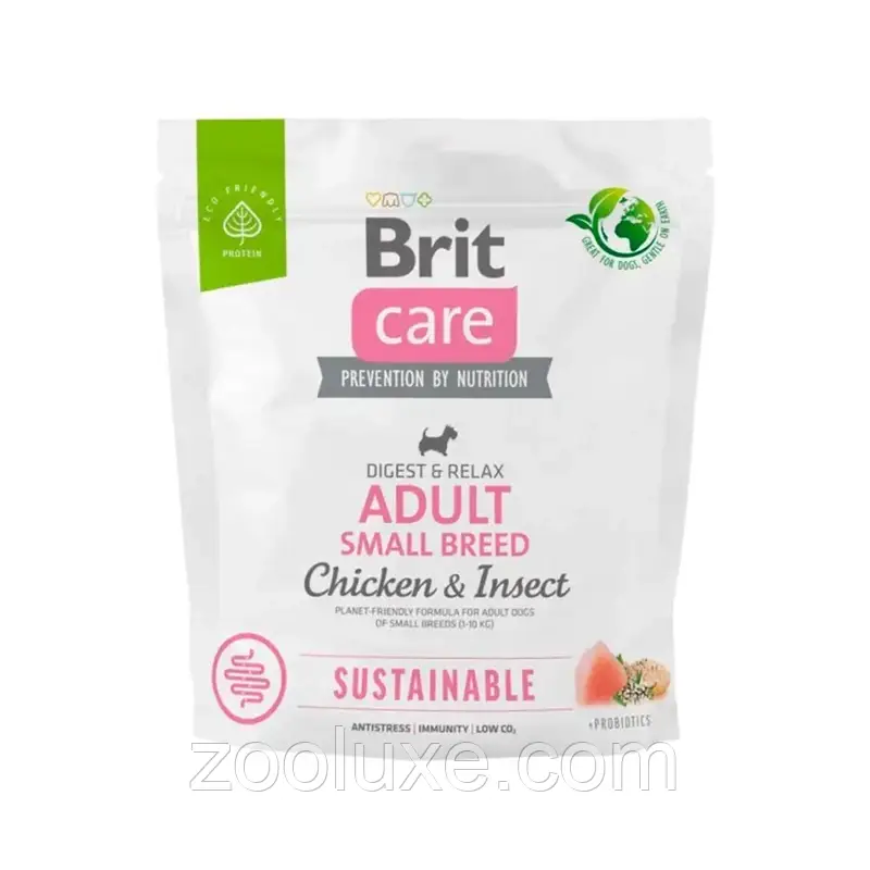 Brit Care Sustainable Adult Small Breed Chicken & Insect 1 кг корм для собак малих порід Брі Каре курка
