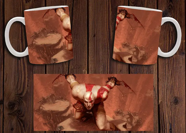 Чашка біла керамічна з принтом "God of War" Бог війні Кратос ABC, фото 1