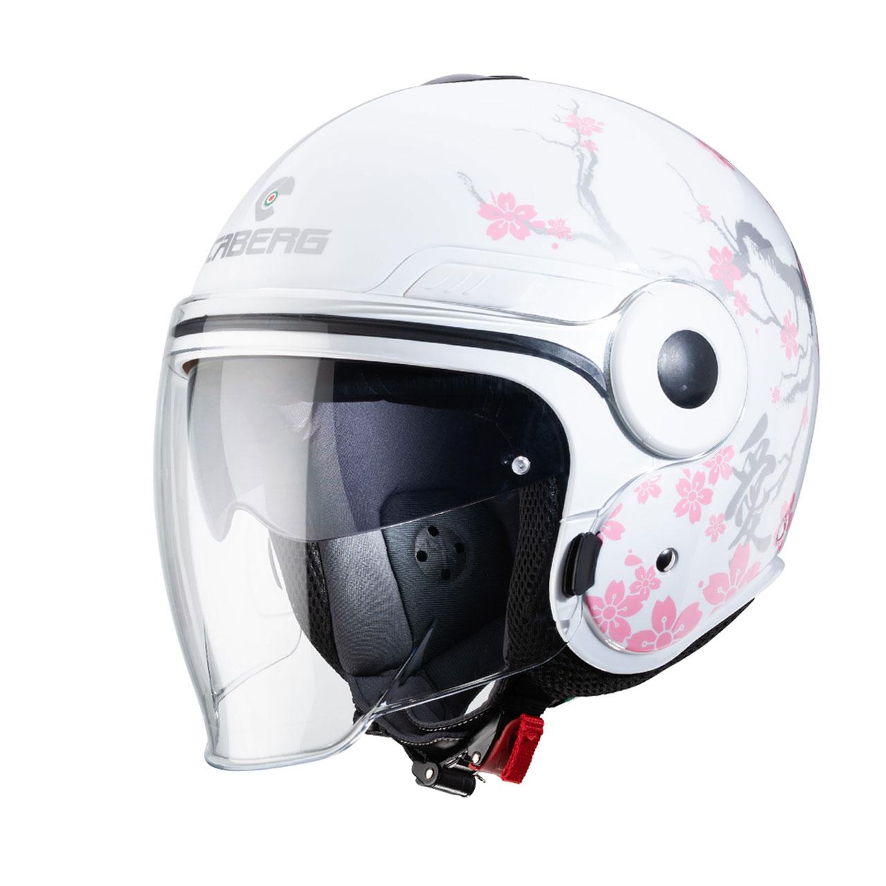 МОТОШОЛОМ ВІДКРИТИЙ CABERG UPTOWN BLOOM КОЛІР БІЛИЙ / СРІБЛЯСТИЙ / РОЖЕВИЙ