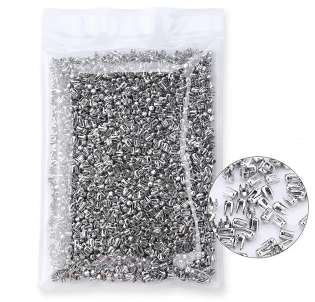 Ніжки гвоздики 3мм для встановлення, фіксації намистин, перлин на одяг, головні убори (6615)