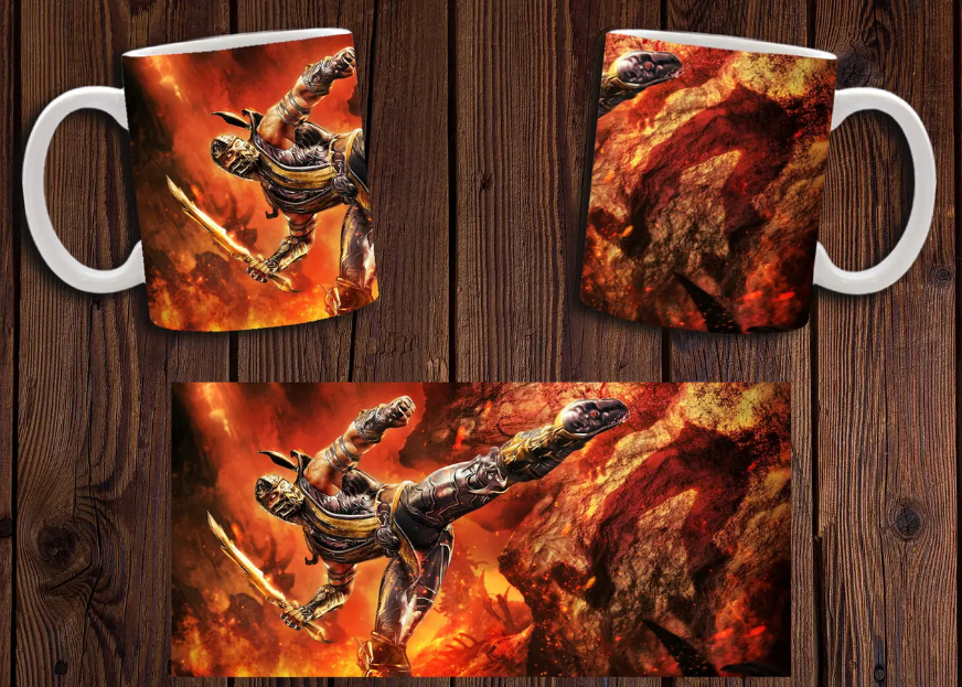 Чашка біла керамічна з принтом "Mortal Kombat" Мортал Комбат ABC