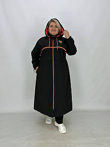 Шикарний вільний плащ максі зі вставками та капюшоном Розміри  62-64 66-68 70-72 74-76