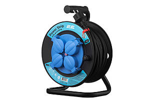 Подовжувач мережевий 2E 4хТип F, 3х1.5мм кв, 16A, на котушці, 20м, чорно-синій Baumar - Порадуй Себе