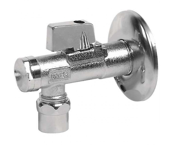 Кран кульовий кутовий 1/2 "х3/8" водорозбірний з розеткою c фільтром FERRO, фото 1