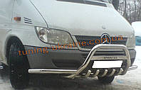 Защита переднего бампера кенгурятник с надписью и с усами D60 на Mercedes Sprinter 1996-2006