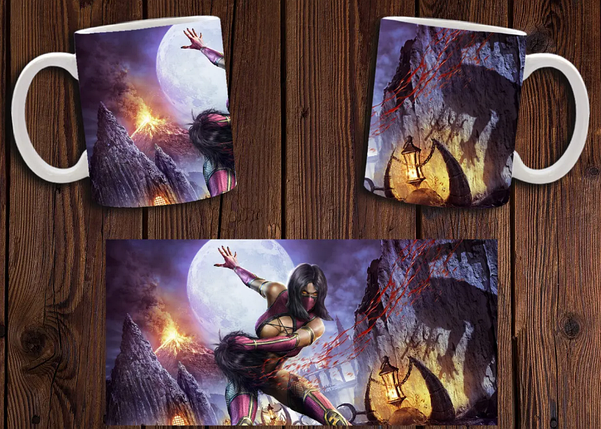 Чашка біла керамічна з принтом "Mortal Kombat" Мортал Комбат ABC, фото 1