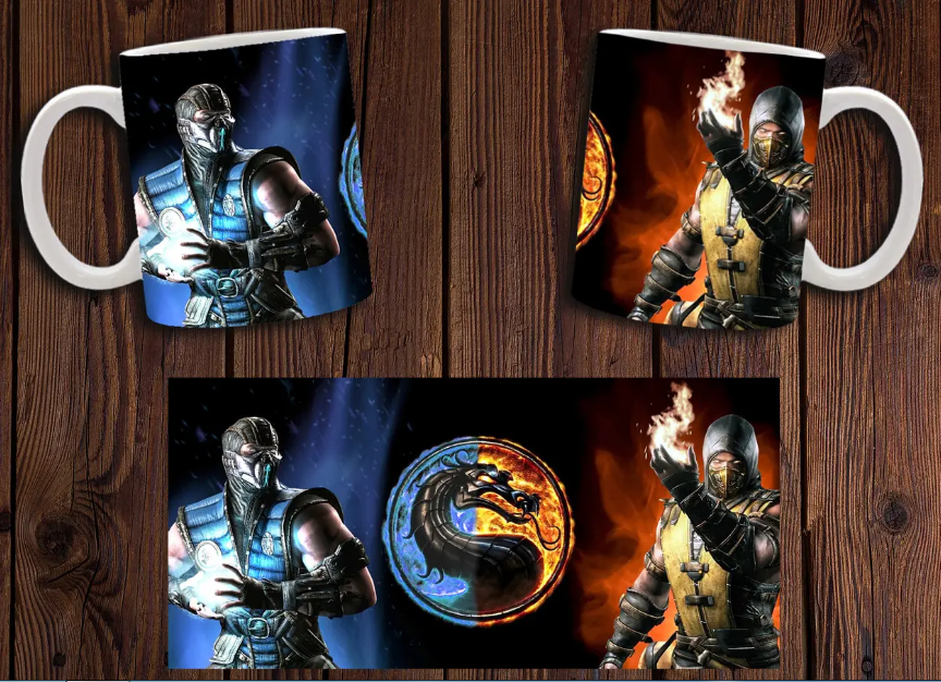 Чашка біла керамічна з принтом "Mortal Kombat" Мортал Комбат ABC