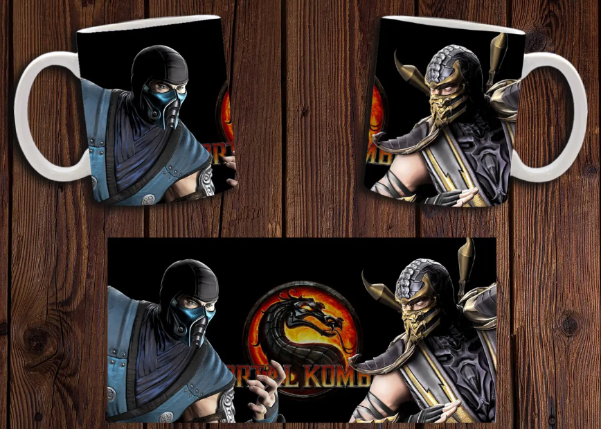 Чашка біла керамічна з принтом "Mortal Kombat" Мортал Комбат ABC