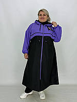 Шикарний вільний плащ максі зі вставками та капюшоном Розміри 62-64 66-68 70-72 74-76