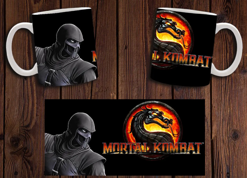 Чашка біла керамічна з принтом "Mortal Kombat" Мортал Комбат ABC