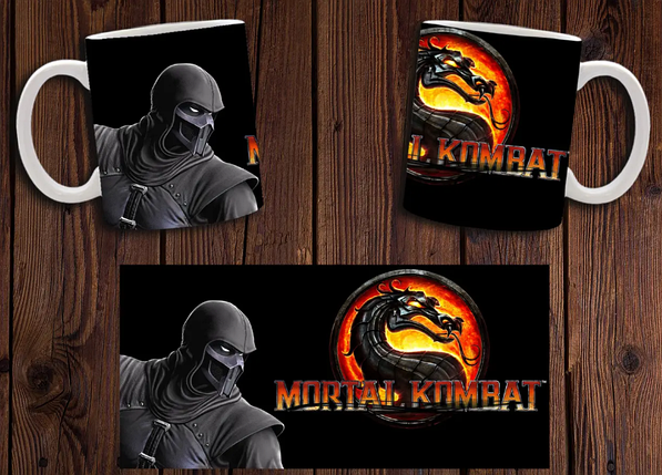 Чашка біла керамічна з принтом "Mortal Kombat" Мортал Комбат ABC, фото 1