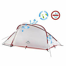 Надлегкий тримісний намет з футпринтом Naturehike Hiby NH19ZP005 (Grey/Red), фото 4