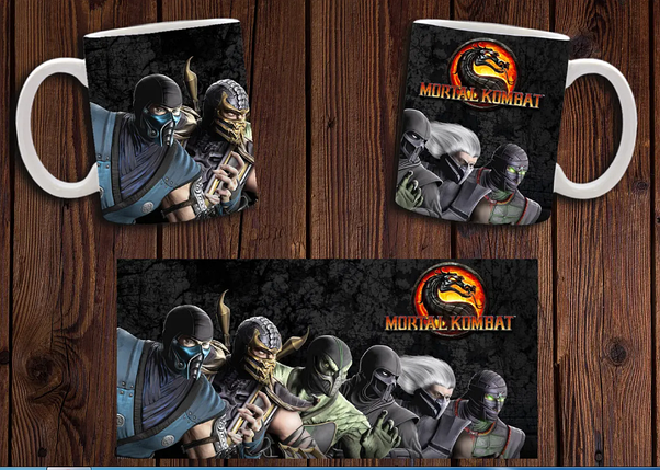 Чашка біла керамічна з принтом "Mortal Kombat" Мортал Комбат ABC, фото 1