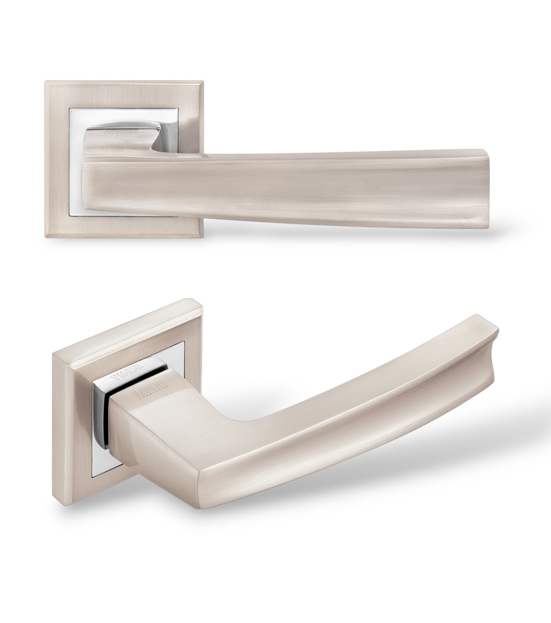 Ручки для міжкімнатних дверей MVM/ LINDE A-1355 SN/CP матовий нікель/хром, фото 1