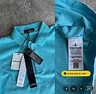 Чоловіча футболка Поло Stone Island бірюзова з патчем Теніска Стон Айленд літня, фото 8