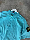 Чоловіча футболка Поло Stone Island бірюзова з патчем Теніска Стон Айленд літня, фото 6