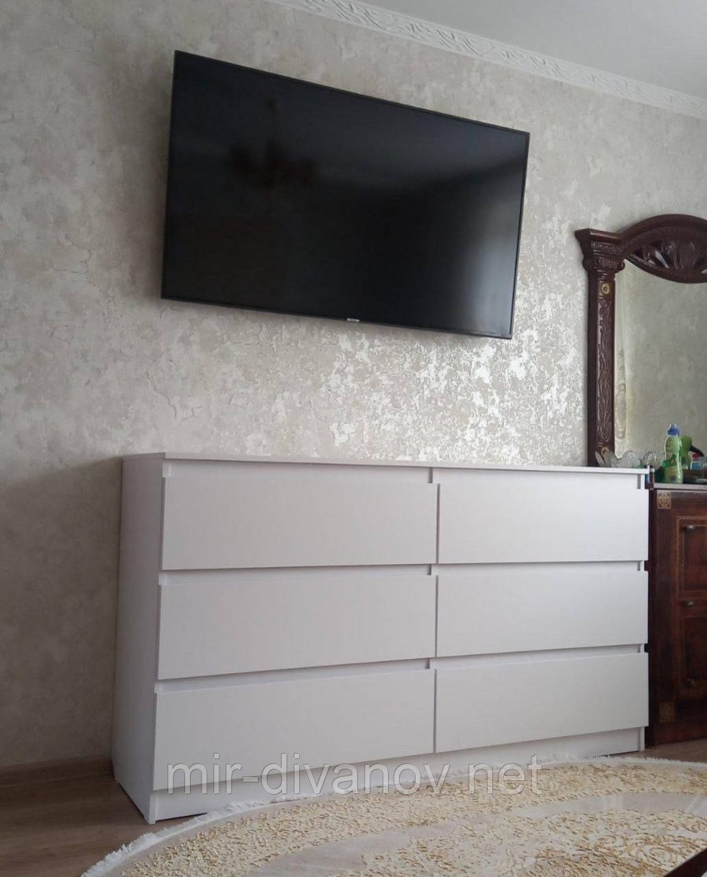 Комод на 6 ящиків на телескопічних напрямних білий