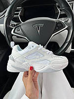 Женские кроссовки Nike M2K Tekno Triple White (белые) стильные удобные спортивные массивные кроссы Art 4531