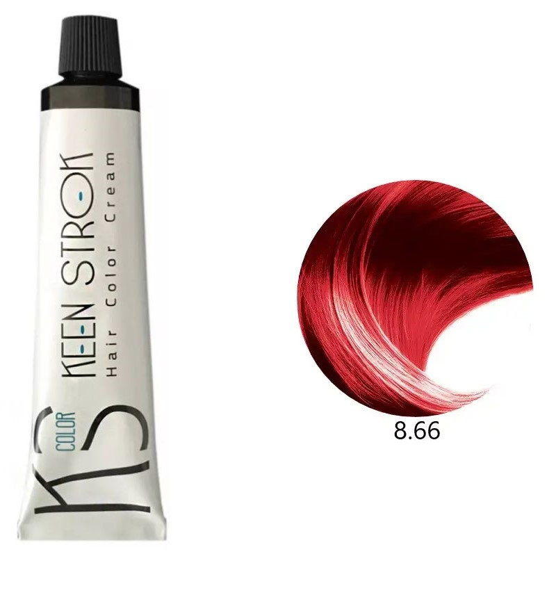 Крем-фарба для волосся Keen Strok Hair Color Cream 8.66 (інтенсивний світло-червоний блондин) 100 мл