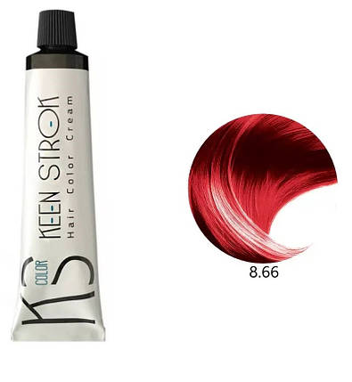 Крем-фарба для волосся Keen Strok Hair Color Cream 8.66 (інтенсивний світло-червоний блондин) 100 мл, фото 1