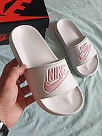Женские шлепанцы Nike Slides White (белые с розовым) светлые лёгкие тапочки-шлепки 231 тренд