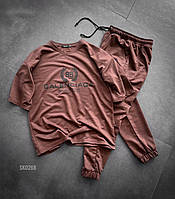 Мужской базовый костюм: футболка+штаны Balenciaga (корчневый) sko26b качественная спортивная одежда для парней