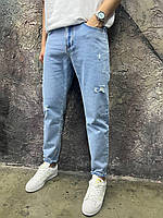 Мужские джинсы голубые рваные Dif