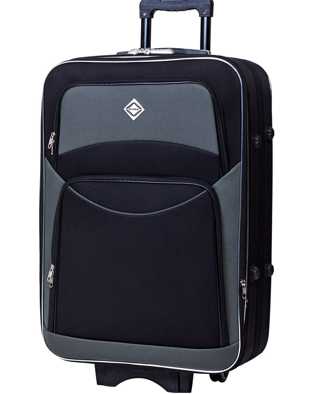 Дорожня валіза середнього розміру Bonro Style колір чорно-сіра