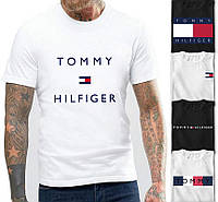 Мужская футболка Tommy Hilfiger модная стильная повседневная котон, белая, черная, размер S, M, L, XL, XXL