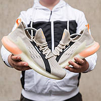 Мужские кроссовки Adidas ZX (светло-серые с чёрным и оранжевым) весенние спортивные повседневные кроссы 2334