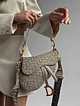 Жіноча мінісумка клатч Christian Dior Saddle Beige (бежева) BONO3302 красива модна Крістіан Діор топ, фото 8