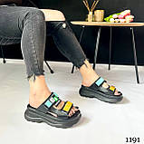 Чорні жіночі спортивні шльопанці на високій підошві, фото 8