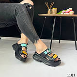 Чорні жіночі спортивні шльопанці на високій підошві, фото 9