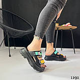 Чорні жіночі спортивні шльопанці на високій підошві, фото 10