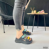 Чорні жіночі спортивні шльопанці на високій підошві, фото 6