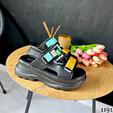 Чорні жіночі спортивні шльопанці на високій підошві, фото 4